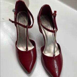 Impo Red Heels with Ankle Strap and D'Orsay Design